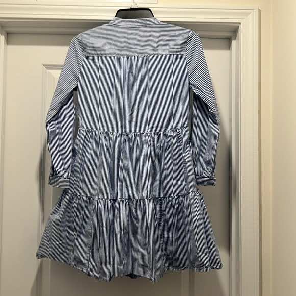 J Crew Striped Stretch Cotton Poplin Tiered Dress - Picture 3 of 14